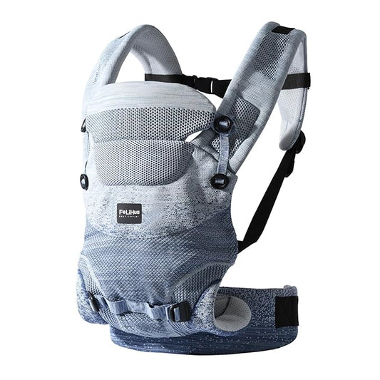 Ergonomic 4-in-1 Baby Carrier Newborn to Toddler - with Lumbar Support - for Children 8-33 Pounds - 360 Degree Baby Wearing - Inward & Outward Facing - Blue