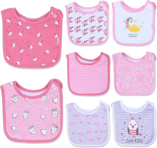 DOKMA Set 8 Organic Cotton Baby Drool Bibs - Bandana Teething Bibs for Baby - Bandana Drool Bibs - Ultra Soft, No Scratch