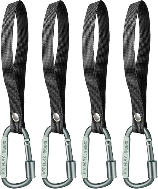 Stroller Hooks for Bags with Locking Stroller Carabiner Clip – Heavy-Duty Hooks for Diaper Bags, Groceries, Backpacks on Strollers, Bikes & Shopping Carts (Grey, 4 Pieces)