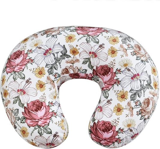 iEvolve Minky Nursing Pillow Cover Breast Feeding Pillow Cover Slipcover U Shape for Baby Boy Girl,Cover Only(Flora)