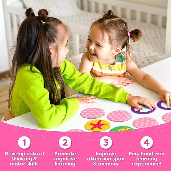 Mermaid Toys for Girls 4-6 Matching Game - Memory Game for Kids - Girls Toys 4-5 - Mermaid Gifts for Girls 4-6 - 4 Year Old Girl Birthday Gifts Kids Games Preschool Educational Toys - Back to School