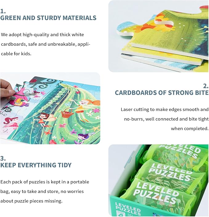 TOI Leveled Puzzles for Kids Aged 3.5 and Up, Toddler Puzzle Preschool Learning Jigsaw Puzzles, Large Pieces Educational Game for Boys Girls, Cognitive Story Step 4