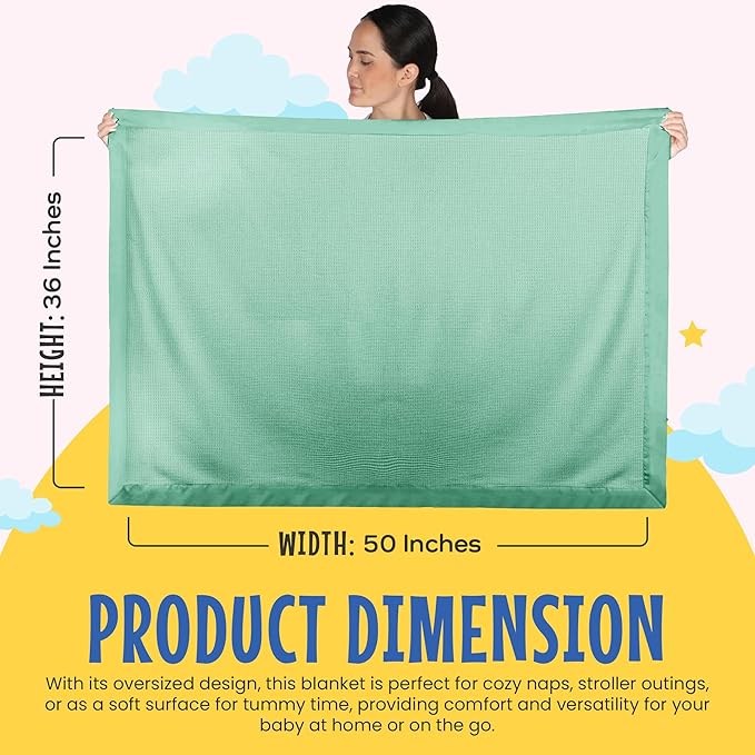 Blankets - Thermal Waffle Warm Baby Blanket for Crib - Soft and Cozy Baby Crib Blanket for Nursery, Stroller, or Naptime Comfort - Ideal Shower Gift - Mint Green, Nylon Trim (36" x 50")