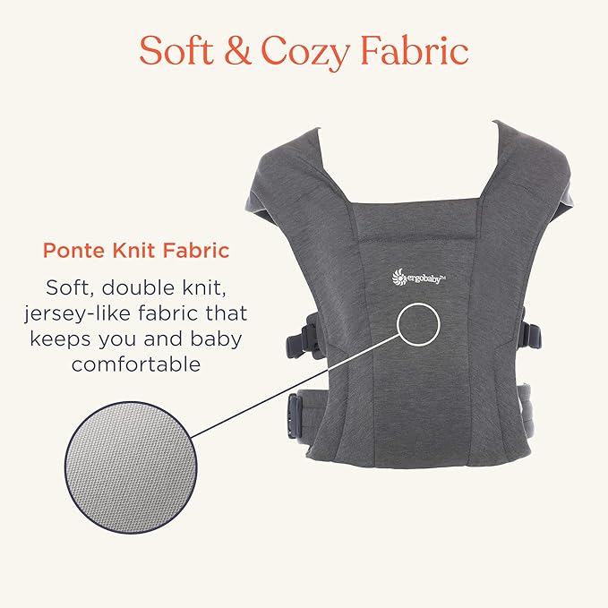 Ergobaby Embrace Baby Carrier Newborn to Toddler - Lightweight Ergonomic Baby Carriers - Cozy Essentials (7-25 Pounds), Ponte Knit, Sage Meadows