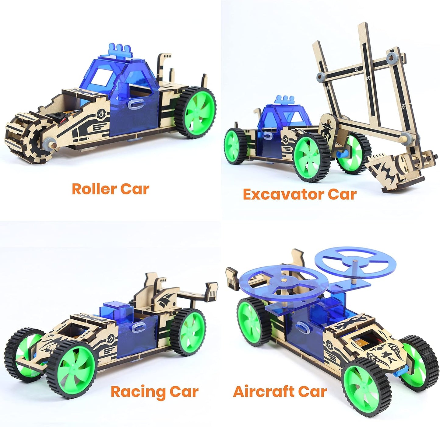 ButterflyEdufields 4in1 STEM Building Car Kits for Kids - DIY 3D Wooden Puzzle Toys, Educational STEM Gifts for Ages 6 to 12