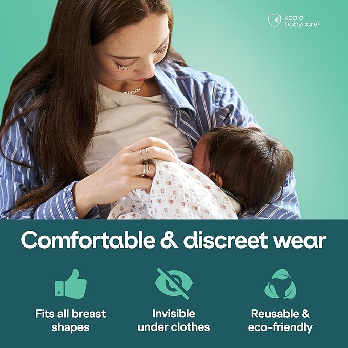 Koala Babycare The Original Silver Nursing Cups - Nipple Shields for Breastfeeding Newborn - Breastfeeding Essentials - Protect and Soothe - Tri-Laminate Silver - Standard Size