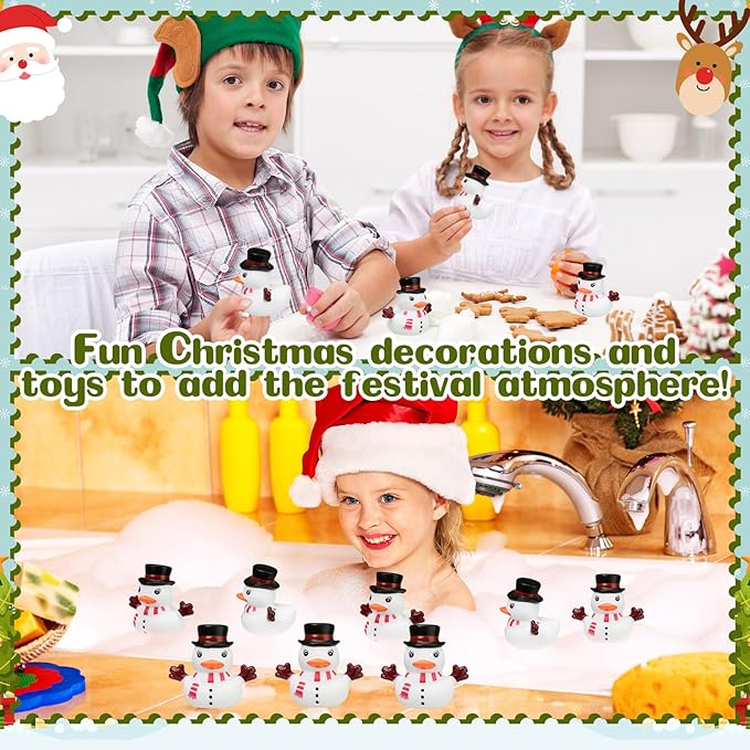 Yaomiao 48 Pcs Christmas Rubber Ducks Bulk Rubber Ducks Bath Toys Christmas Stocking Stuffers Snowman Decorations with Card Xmas Duck Gifts for Xmas Party Favors
