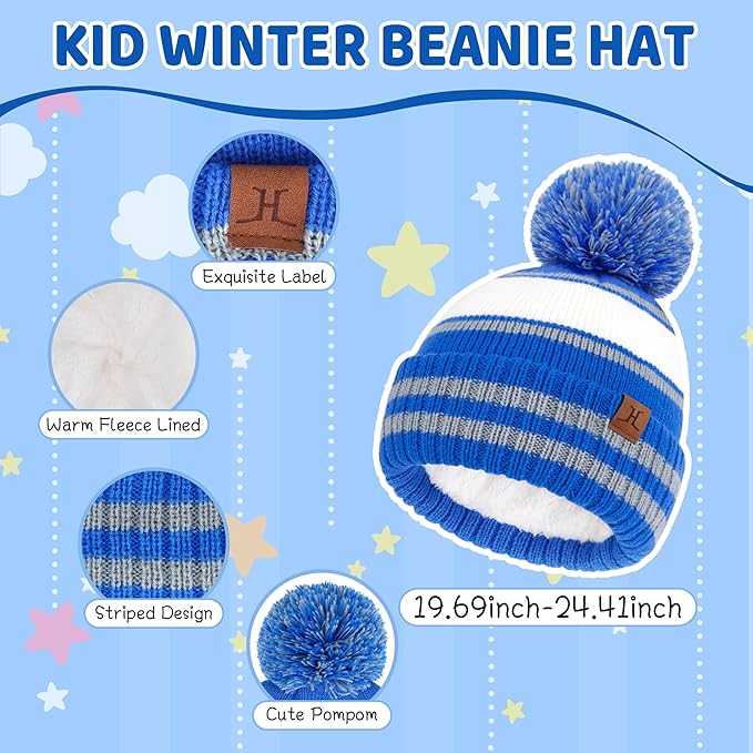 FZ FANTASTIC ZONE Kids Toddler Winter Hat Beanie with Warm Fleece Ski Baby Hats for 2-7 Years Skull Cap Baby Boys Girls Gifts