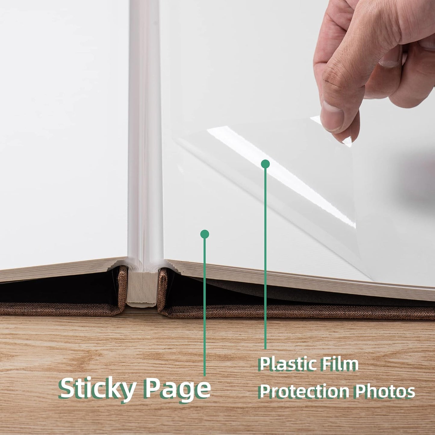 Large Photo Album Self Adhesive Scrapbook Album for 4×6 8×10 Pictures DIY Magnetic Linen Cover Album 60 Pages for Family Wedding Gifts with Metal Pen and Plastic Board