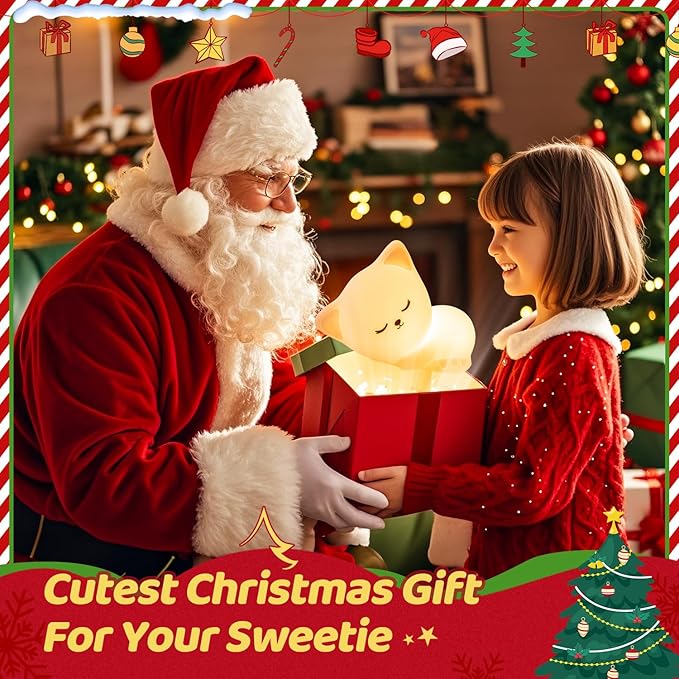 Night Light for Kids,16 Colors Cat Lamp Cute Lamp,Dimmable Baby Night Lights for Nursery,Silicone Rechargeable Nightlight for Kids Room,Kawaii Room Decor,Cat Gifts for Girls Gift for 3-6 Year Old Girl