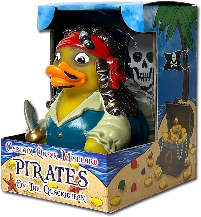 CelebriDucks - Captain Quack Mallard - Pirates of The Quackibbean - Floating Rubber Ducks - Collectible Bath Toys Gift for Kids & Adults of All Ages