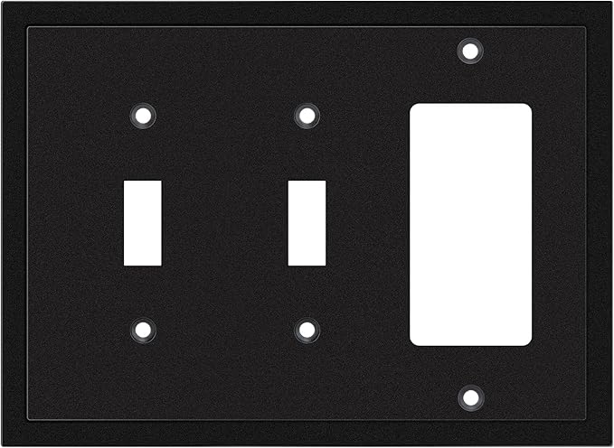 Modern Edge Decorative Wall Plate Switch Plate Outlet Cover, Durable Solid Zinc Alloy (Double Toggle/Single Decorator, Matte Black)