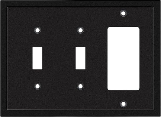 Modern Edge Decorative Wall Plate Switch Plate Outlet Cover, Durable Solid Zinc Alloy (Double Toggle/Single Decorator, Matte Black)