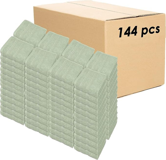 Kaufman - Premium Washcloth Set of 144 (13x13 Inches) 100% Cotton Ring Spun, Highly Absorbent, Durable and Ultra Soft Feel Wash Cloths Essential for Bathroom, Spa, Gym, and Face Towel (144PK)