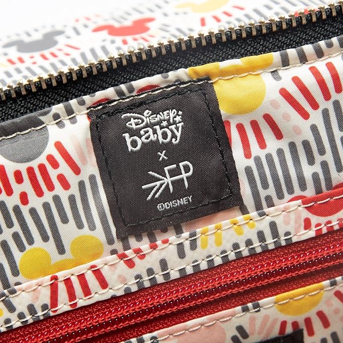 Freshly Picked Classic Mini II Diaper Bag Backpack, Wipeable Vegan Leather Disney, 8 Pockets (Mickey Mania)