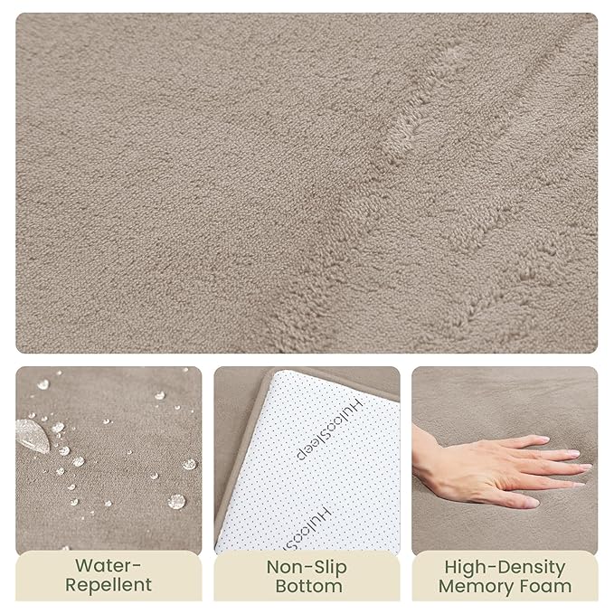 Baby Play Mat for Floor,1.3" Thick Elasti-Foam 50"×50" Playpen Mat for Tummy Time,Water Repellent Soft Coral Velvet for Toddler,Infant,Kids,Non-Slip Backing Safe for Crawling(Beige)