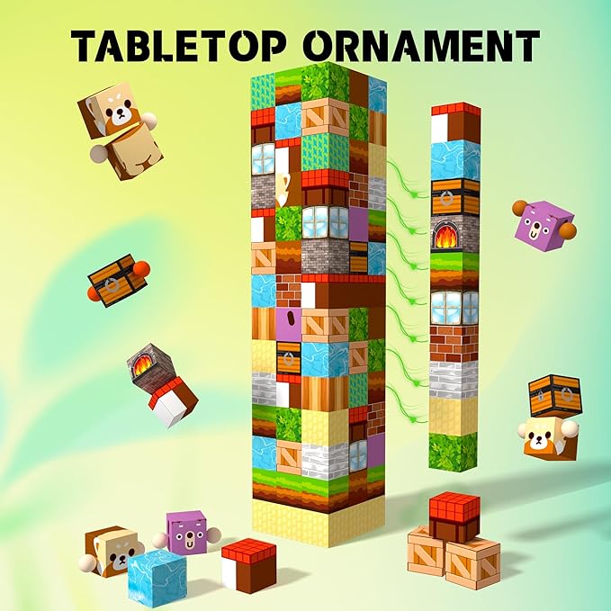 150Pcs Magnetic Building Blocks-Magnetic Cubes Green Forest Set Creative Magnet Toys Blocks Stacking for Kids STEM Preschool Educational Gifts for Toddler Ages 4-8 Boys and Girls