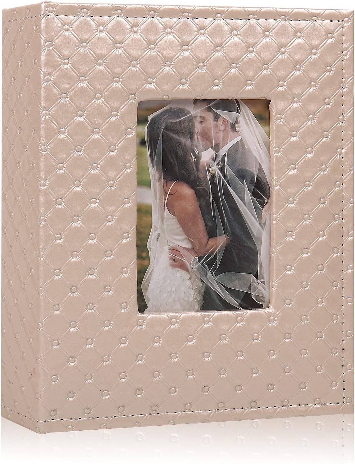 RECUTMS Small 4x6 Photo Album with 200 Pockets, Pink, Faux Leather, Can Hold 200 Horizontal Photos