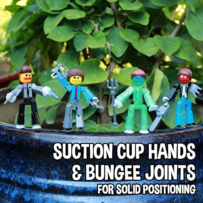 Zing StikBot Zombie Hunters Pack, Set of 4 Printed StikBots Collectable Figures, Includes 4 StikBots and Accessories, Stop Motion Toy for Kids Ages 4 and Up