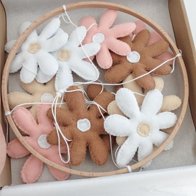 Flower Crib Mobile for Girls - Handmade Daisy Baby Mobile for Crib & Bassinet, Eco-Friendly Nursery Mobile, Shower Baby Girl Mobile for Crib