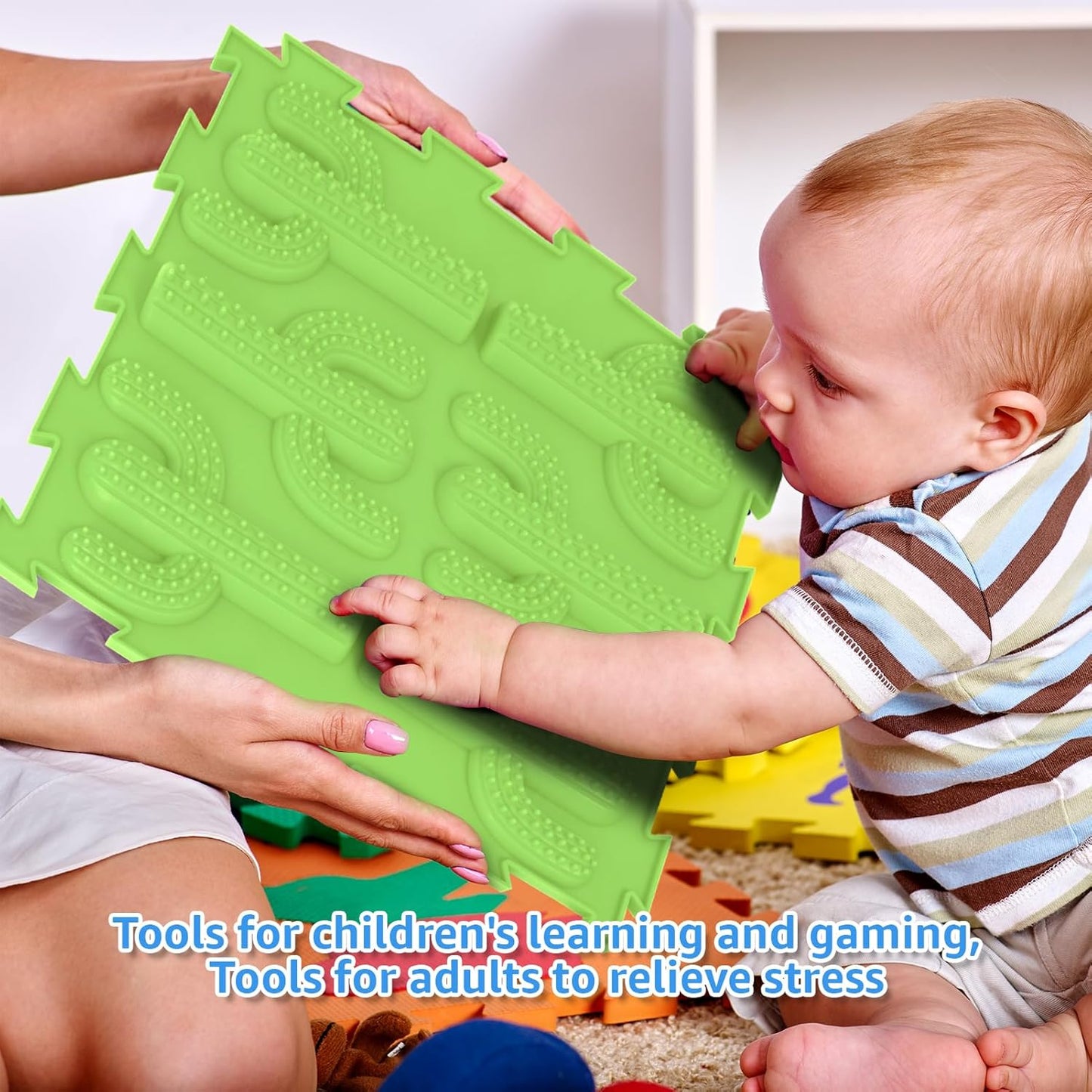 Sensory Mat for Autistic Children Massage Game Mats Puzzle Play Mats Textured Sensory Floor Tiles for Kids Toddlers Sensory Room Must Have