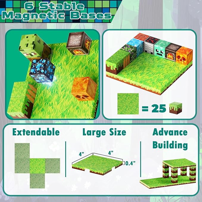 150 PCS Magnetic Blocks - Magnetic Building Block with 6 Baseplate, Stacking Magnets for Kids, Sensory Toy for Toddlers STEM Learning, Birthday Gifts for 3+ Years Old Boys Girls