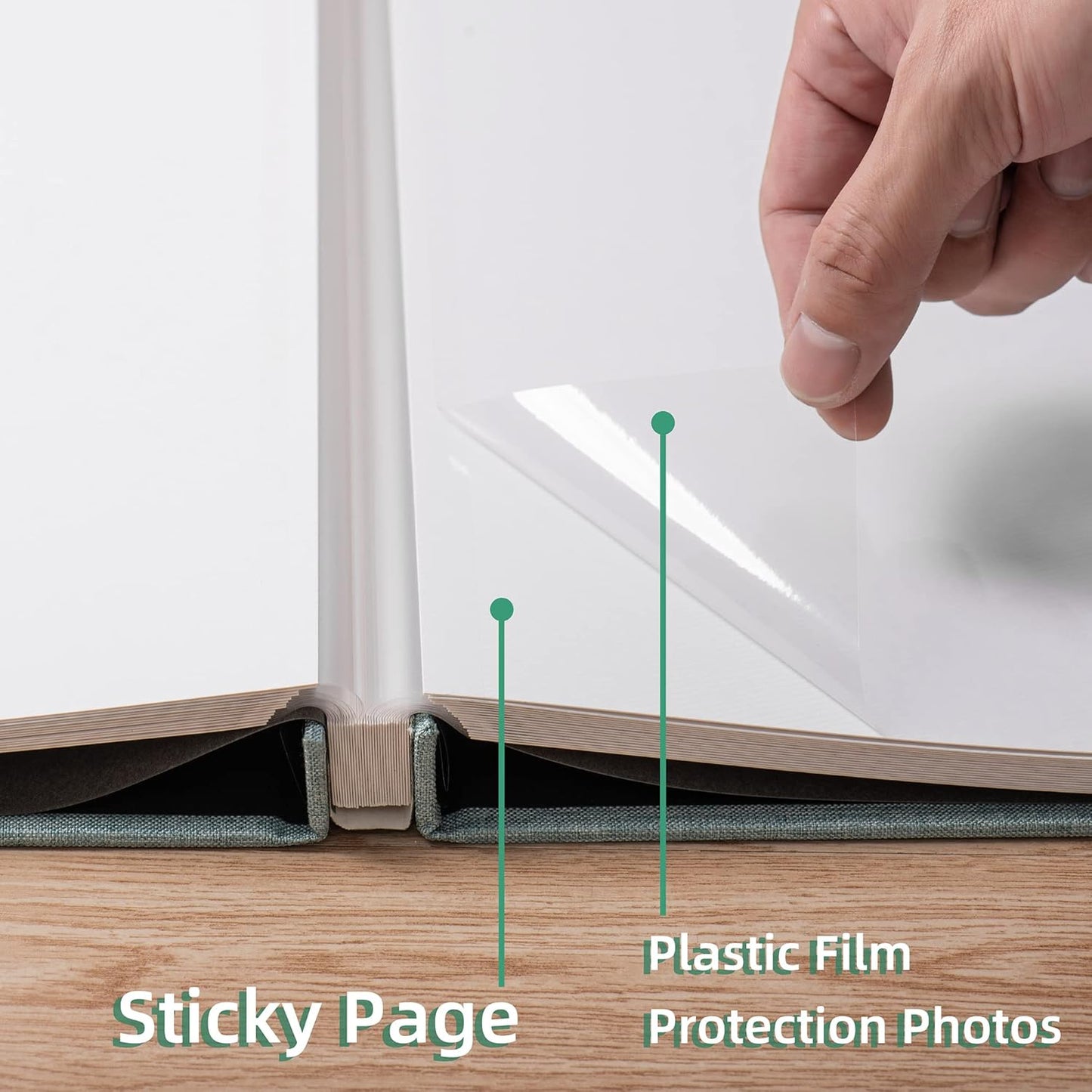 Large Photo Album Self Adhesive Scrapbook Album for 4×6 8×10 Pictures DIY Magnetic Linen Cover Album 40 Pages for Family Wedding Gifts with Metal Pen and Plastic Board