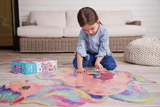Crocodile Creek Above + Below 48-Piece Jigsaw Floor Puzzle - Fun Floor Puzzles for Kids Ages 4-8, Jumbo Unicorn