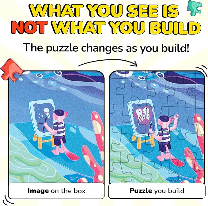 Odd Pieces Jigsaw Puzzles 1000 Pieces with Storytelling Comics, Secret Ending, Puzzle for Mystery Adults & Kids - 19.7'' x 27.6'' Frameable Magic Puzzle Art (Beyond The Kelp)