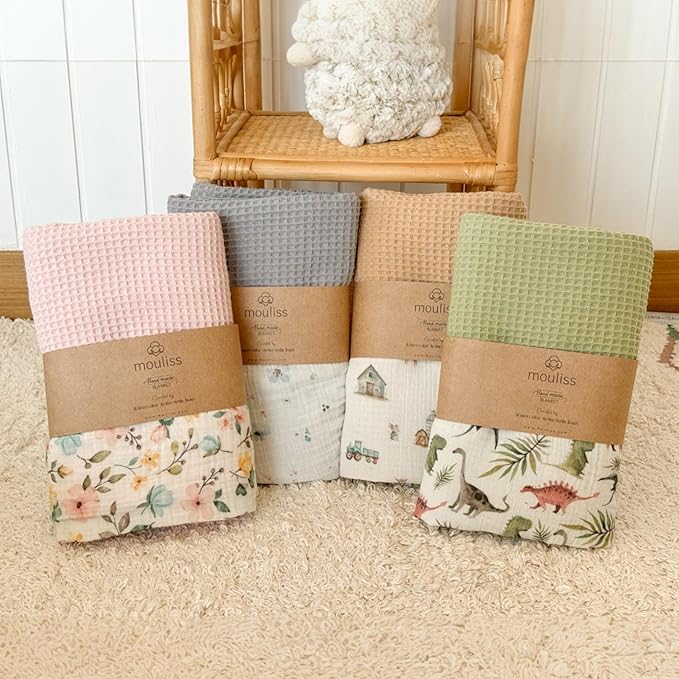 Personalized Baby Blanket with Name – Handmade 100% Organic Cotton Newborn Gift | Custom Knit Blanket for Boys, Girls, Kids & Baby Showers (Petal Pink/Petal Whispers)