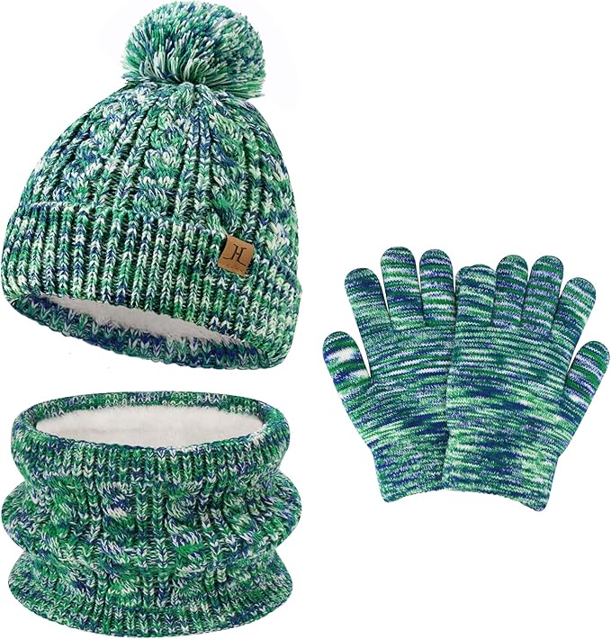 Kids Toddlers Winter Beanie Hats Gloves Neck Scarf Set Mittens Gifts for 0 6 12 Months 1 2 3 4-8 Year Old Baby Girls Boys