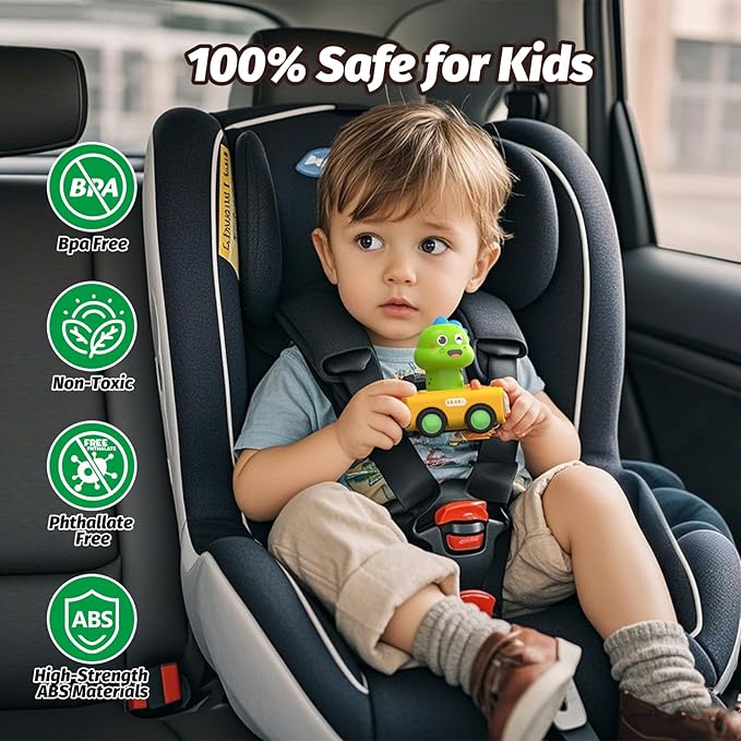 4PCS Big Press and Go Car Toys for Toddlers 1-3,Baby Animal Race Cars with Big Storage Box Infant Toys Push Go Friction Dino Car Learning Toys for Toddlers 1-3