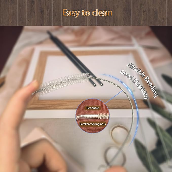 12-inch Extra Long Straw Cleaner Brush, Straw Brush Extra Long with Nylon Bristles, Straw Cleaning Brush Extra Long for Baby Bottles, Glass/Silicone Straws Piper Cleaners.