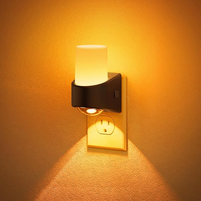 JandCase Amber Night Lights Plug into Wall, Decorative Night Light with Dusk to Dawn Sensor, Adjustable Brightness, Amber Nightlight Plug in for Kids, Bathroom, Hallway, Bedroom, Stairway