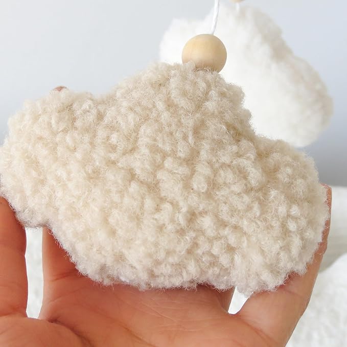 Neutral Boho Cloud Mobile for Crib with Moon Neutral Baby Crib Mobile Boho Crib Mobile Boucle Baby Mobile for Crib Bassinet