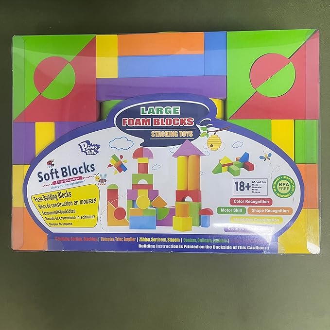 Large Foam Blocks for Toddlers 3-5 Years, Big Building Blocks Set, Soft Stacking Blocks, Education & Learning Montessori Toys for 3+ Years Old Boys&Girls (61PCS)