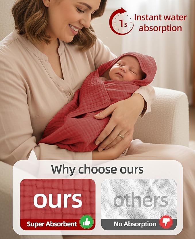 3-Pack Hooded Baby Towels for Newborn 100% Cotton Soft Babies Blanket Toddler and Kids Bath Towel Baby Essentials