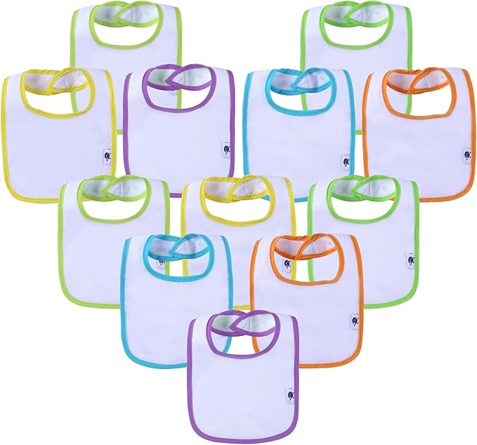 SPINFOX Waterproof Baby Bibs for Girls, Boy, Unisex Drool Bib Cotton Solid Knit Infant Feeding Bibs