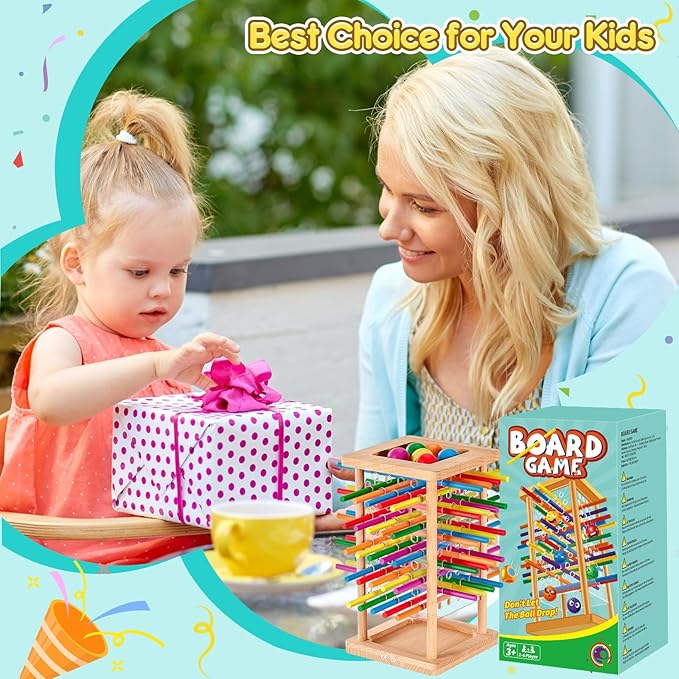 Montessori Game Wooden Board Game, 48 Colorful Sticks Dice Game for 3 4 5 6 Year Old, Montessori Toys for Kids Math Educational Toys for 3 Years Old, Fine Motor Skills Toy Family Travel Game Gifts