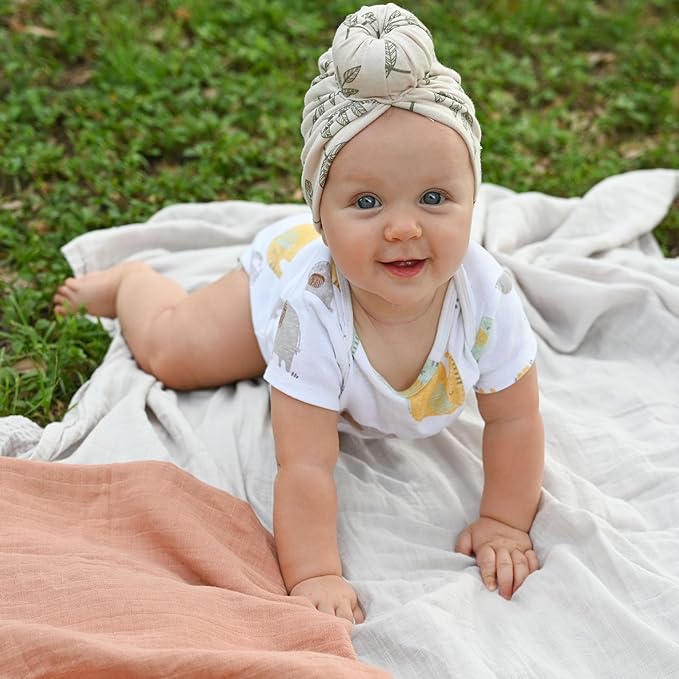 Muslin Swaddle Blankets for Boys & Girls, 4 Pack Receiving Baby Blanket for Newborns, Large 47 x 47 Inches, Soft Breathable Baby Swaddles, Acorn & Earthy Colors