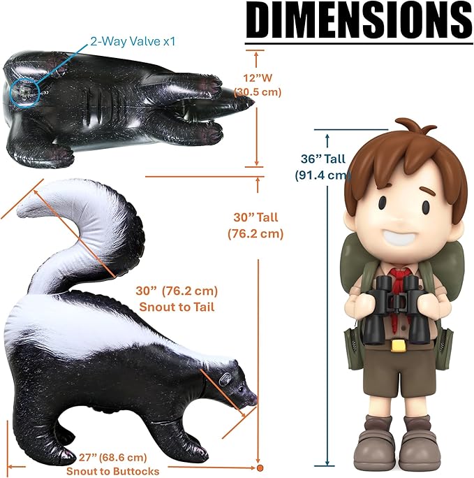 Jet Creations 30" Tall Inflatable Skunk, Black White, Realistic Wildlife Animal Figure, for Theme Parties, Pool Fun, Home Yard Décor, Toy for Kids Mascot