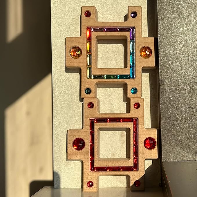 Wooden Colorful Acrylic Gem Trapezoidal Building Block for Kids (Only Colorful)