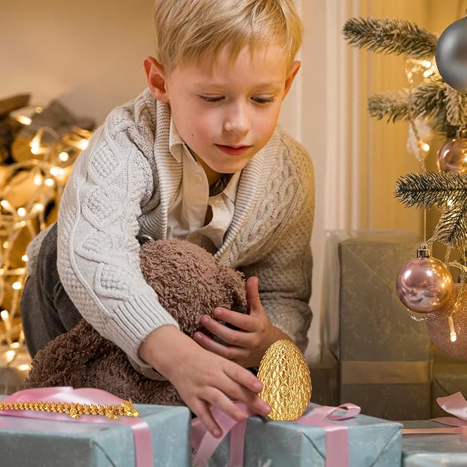 Small Dragon Eggs with Dragon Inside, 3D Printed Surprise Funny Gifts for Kids, Articulated Dragon Fidget Toys for Adults, Executive Desk Toys Office Room Décor (Gold)