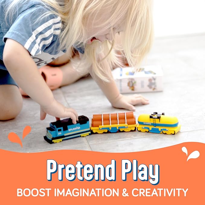 SplashEZ Train Toys for Bath | Mold Free Bath Toys for Kids & Toddlers with No Hole for Water | Train Set Ideal Size for Little Hands | Safe, Durable for Baby Tub Pool Fun for Boys Girls Ages 0 & Up