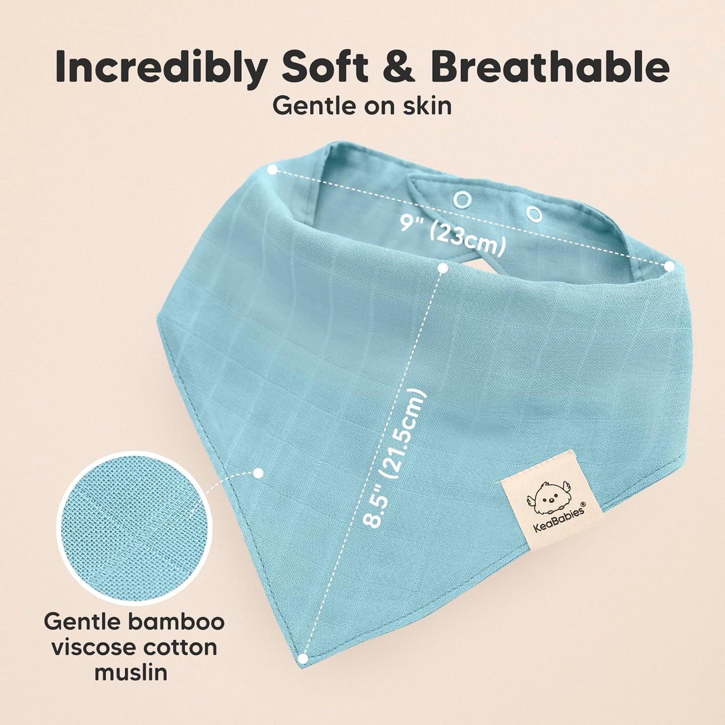 8-Pack Muslin Baby Bibs for Boys, Girls - Muslin Bandana Drool Bibs for Baby Girl & Boy, Drooling Newborn, Teething Toddler, Infant 0-36 Months, 100% Cotton Extra Absorbent & Soft (Nimbus)