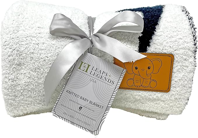 Lightning Bolt Baby Blanket 28"x40" - DreamSoft Knit Throw for Crib, Stroller or Car Seat - Soft Receiving Blanket/Newborn Nursery Gift Essential for Toddler, Infant, Kids, Boys & Girls (Black/White)