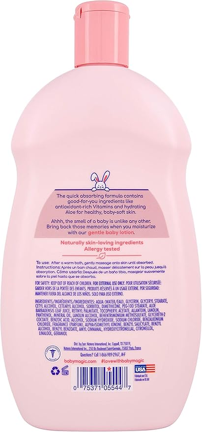 Baby Magic Gentle Baby Lotion | 16.5 Fl Oz (Pack of 6) | Vitamins & Aloe, Pink (705544), Original Baby Scent