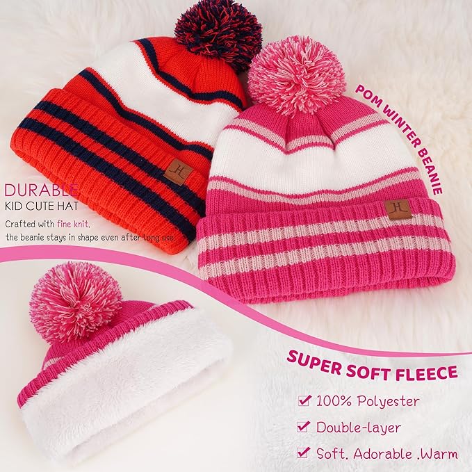 FZ FANTASTIC ZONE Kids Toddler Winter Hat Beanie with Warm Fleece Ski Baby Hats for 2-7 Years Skull Cap Baby Boys Girls Gifts