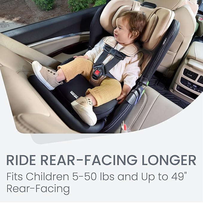 Britax Poplar S Convertible Car Seat, 2-in-1 Car Seat with Slim 17-Inch Design, ClickTight Technology, Sand Onyx