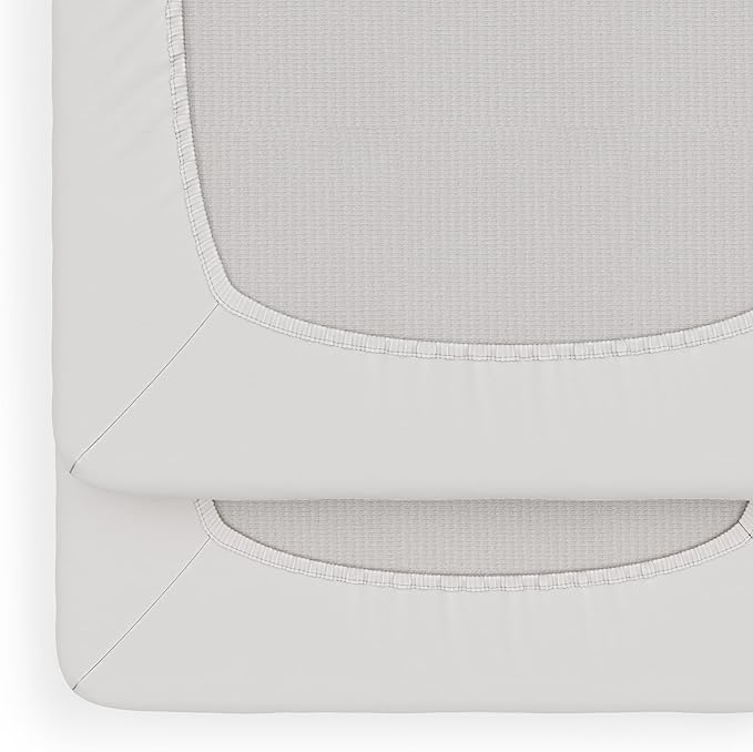 Foundations Boutique Folding Hotel Crib and Sheet Bundle - Includes Wooden Mini Crib with 3" Foam Mattress (Natural) and 6-Pack White Fitted Compact Sheets